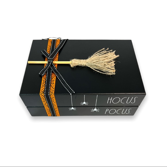 Rae Dunn Fall Decor Hocus Pocus Books with Witch Broom - Picture 4 of 5